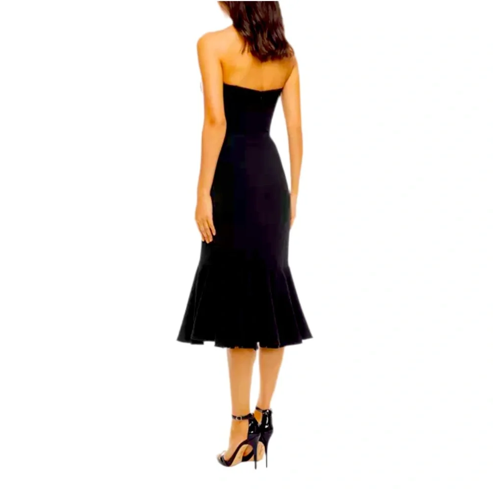 NWT DRESS THE POPULATION | Madison Strapless Midi Dress Gown Prom Formal Black